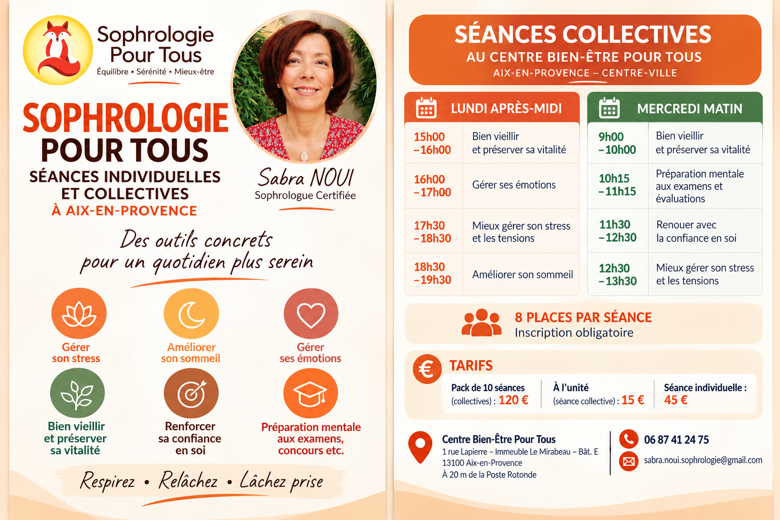 Planning des séances collectives de Sophrologie